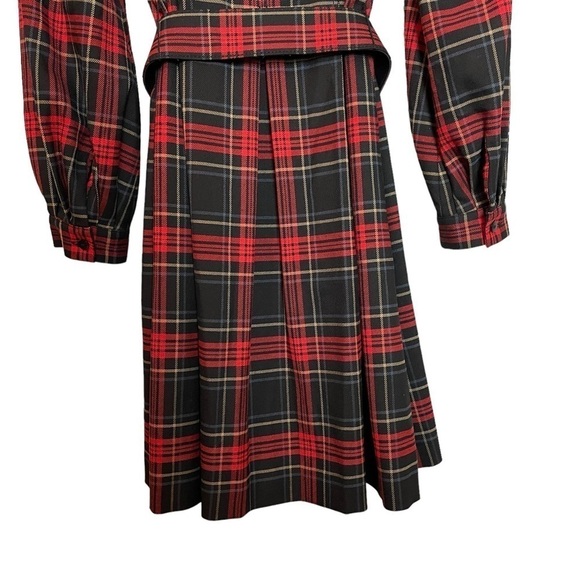 Cremieux Plaid Pleated Shirt Dress w/ Matching Belt Sz. 4 - Picture 5 of 16